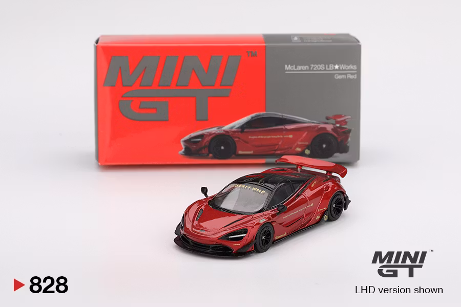 Skala 1/64  McLaren 720S LB★Works Gem Red fr MINI GT (828)