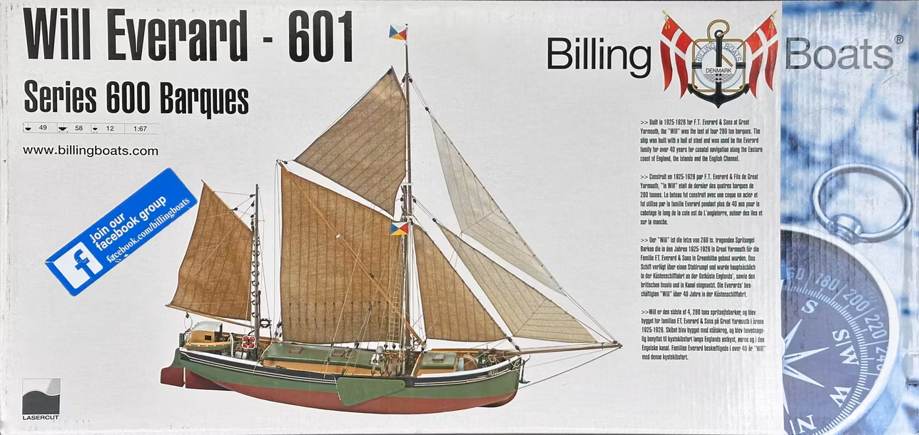 Skala 1/67 Building kit BB601 Will Everard - fr Billing Boats - Wodden hull