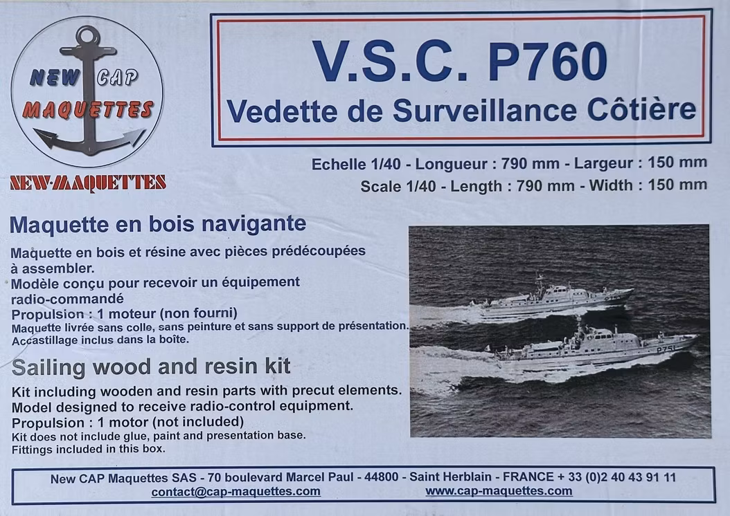 Skala 1/40 Building kit V.S.C P760 Surveillance ship - fr New Cap Marquettes - Wodden hull