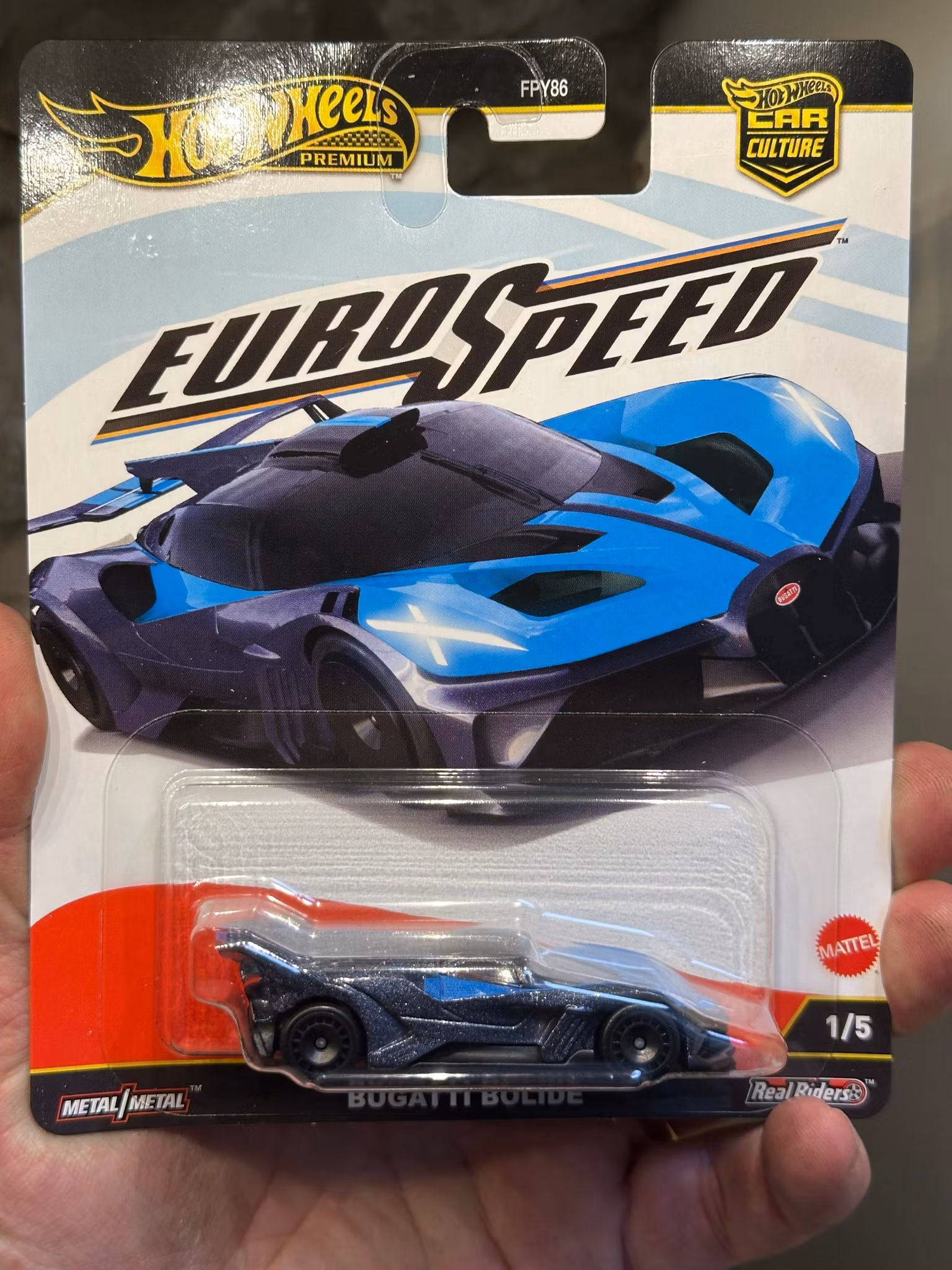 Skala 1/64 Hot Wheels Premium, Euro Speed: Bugatti Bolide