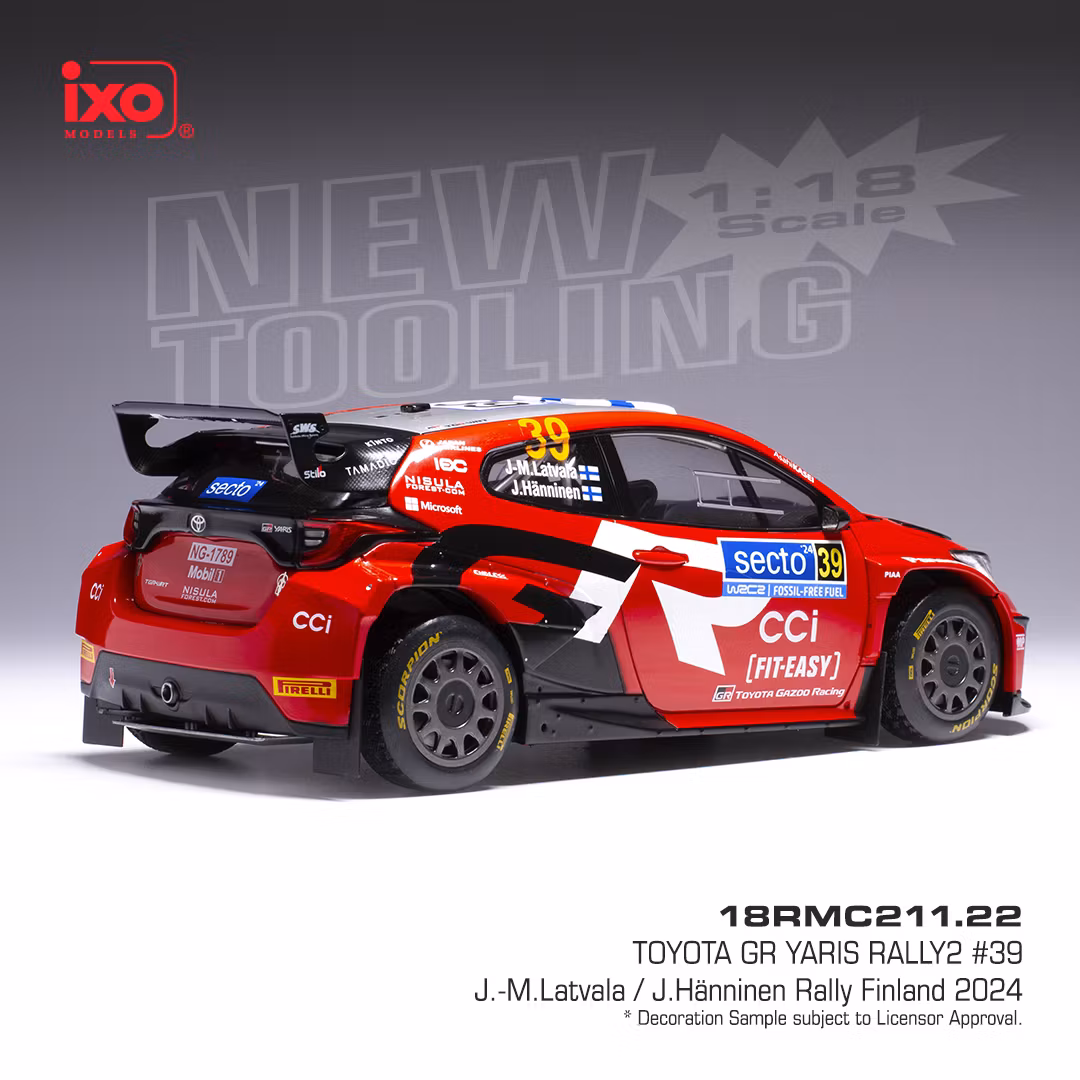Skala 1/18 Toyota GR Yaris Rally 2 #39 Latvala/Hänninen Rally Finland 24' fr IXO Models 18RMC211.22