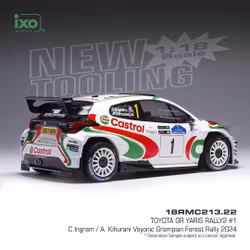 Skala 1/18 Toyota GR Yaris Rally 2 #1 Ingram/Kihurani Forest Rally 24' fr IXO Models 18RMC213.22