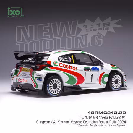 Skala 1/18 Toyota GR Yaris Rally 2 #1 Ingram/Kihurani Forest Rally 24' fr IXO Models 18RMC213.22