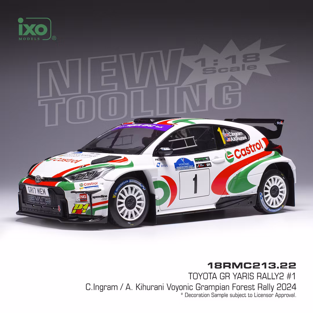 Skala 1/18 Toyota GR Yaris Rally 2 #1 Ingram/Kihurani Forest Rally 24' fr IXO Models 18RMC213.22