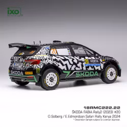 Skala 1/18 Skoda Fabia Rally 2 #20 O.Solberg/Edmindson Safari Rally Kenya 2024 fr IXO Models 18RMC222.22