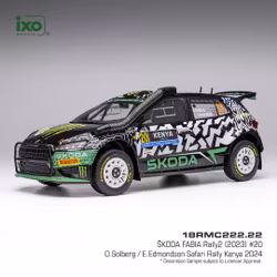 Skala 1/18 Skoda Fabia Rally 2 #20 O.Solberg/Edmindson Safari Rally Kenya 2024 fr IXO Models 18RMC222.22