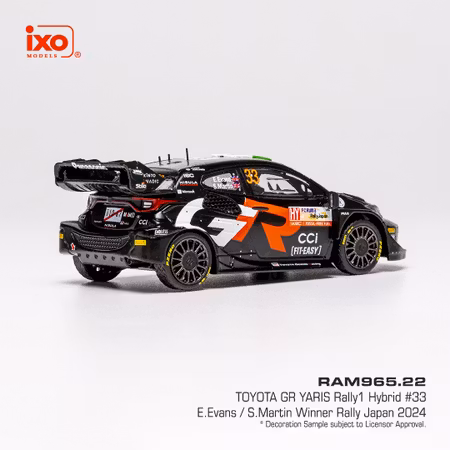 Skala 1/43 Toyota GR Yaris Rally 1 #33 Evans/Martin Winner Rally Japan 24 fr IXO Models RAM965.22