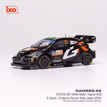 Skala 1/43 Toyota GR Yaris Rally 1 #33 Evans/Martin Winner Rally Japan 24 fr IXO Models RAM965.22