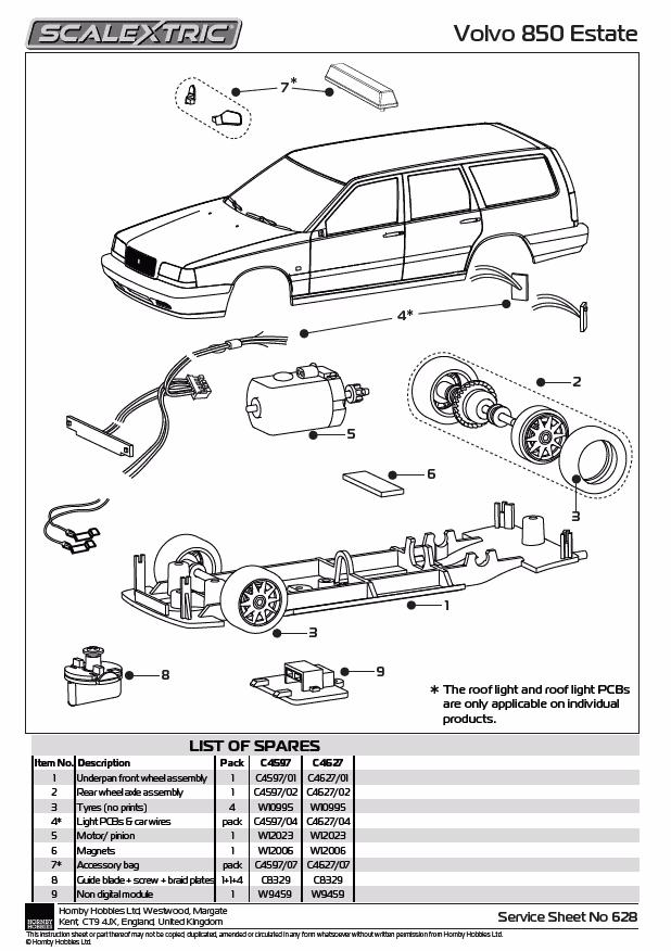 Skala 1/32 An. Scalextric Slot Car: C4597 Volvo 850 Estate - BTCC 1994 - Rickard Rydell