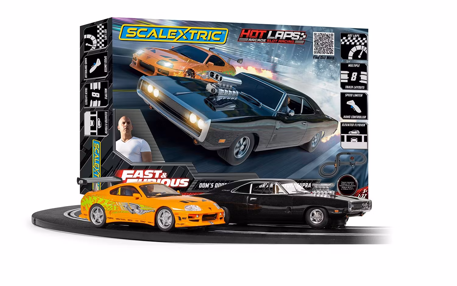 Skala 1/32 Scalextric Slot Racing Track: Fast and Furious Hot Laps Race Set, C1458M
