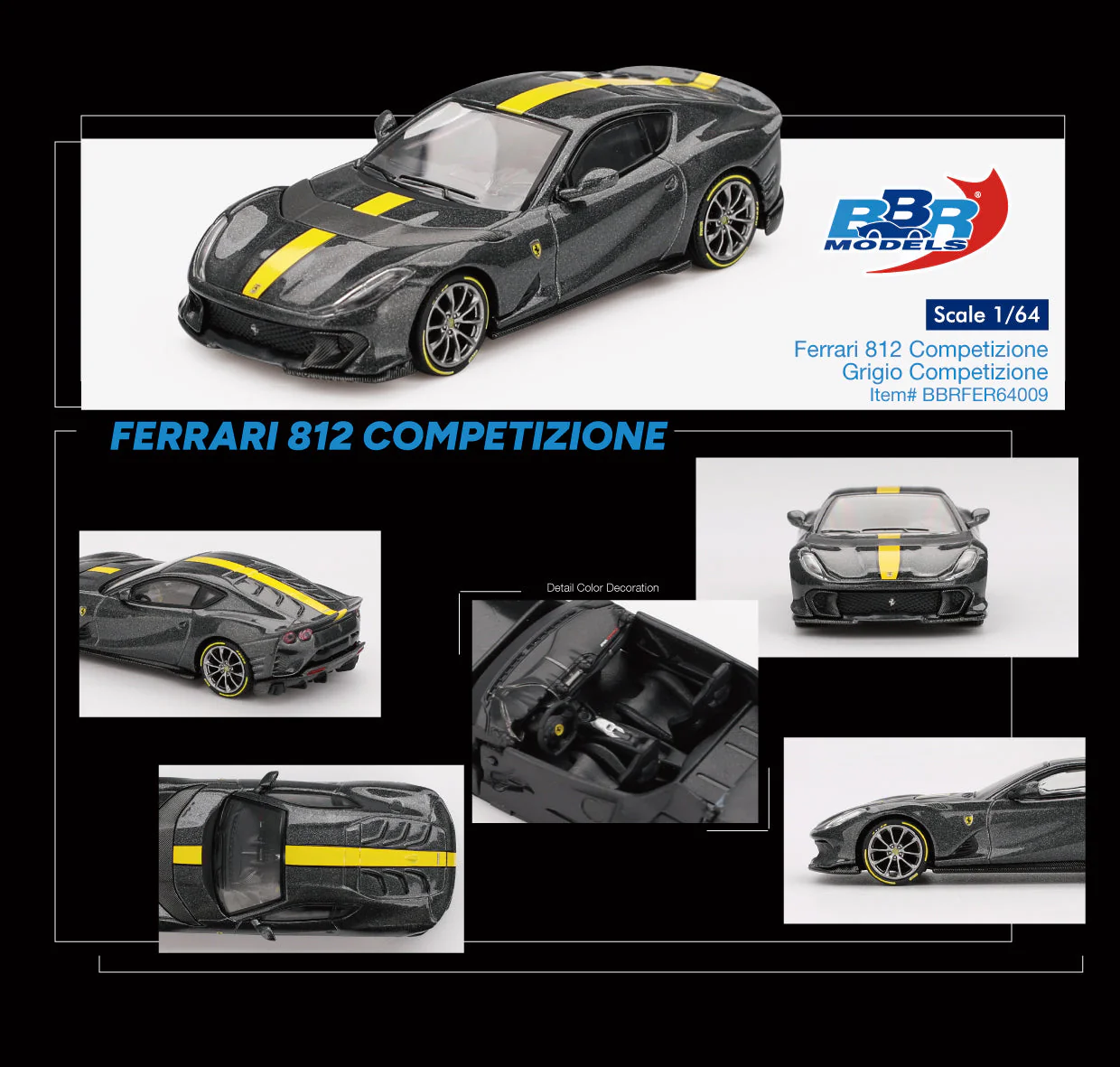 Skala 1/64 Ferrari 812 Competzione Grigio Competizione fr BBR Models (BBRFER64009)