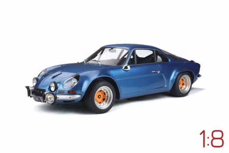 Skala 1/8 Alpine A110 1800 GR 4 incl. Show case. Alpine Blue fr GT-Spirit