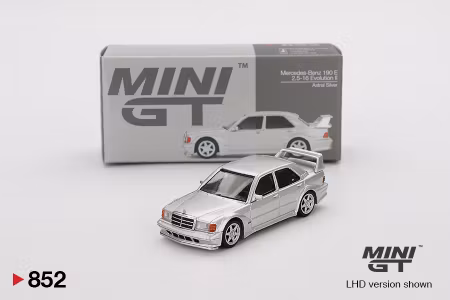 Skala 1/64 Mercedes-Benz 190E 2.5-16 Evolution II Astral Silver fr MINI GT (852)