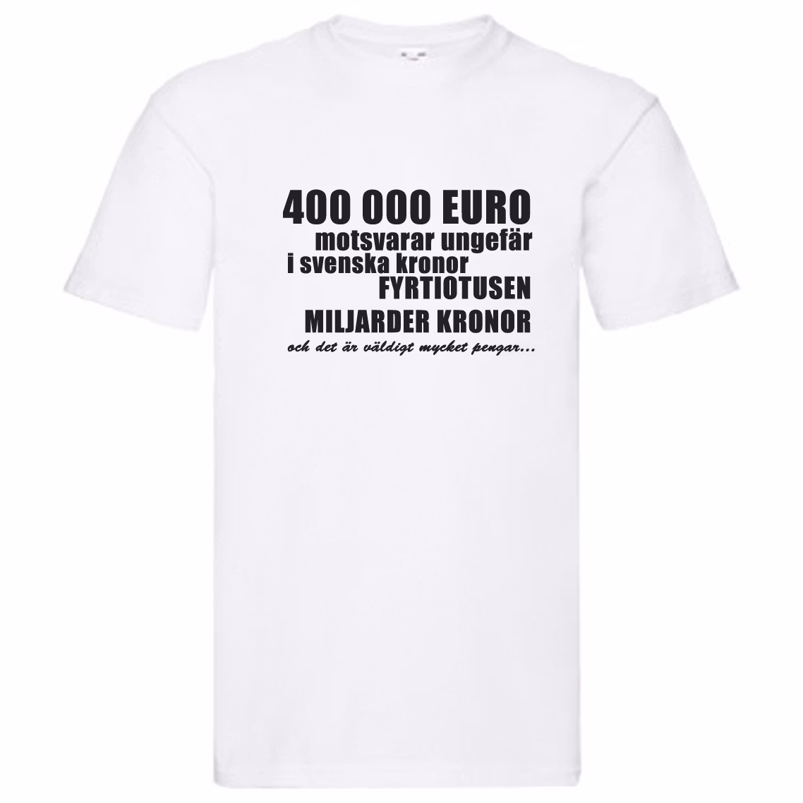 T-Shirt - 400 000 Euro, motsvarar fyrtiotusen miljarder kronor