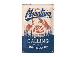 Plåtskylt - Mountains - Retro