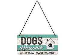 Plåtskylt med Hänge - Dogs Welcome