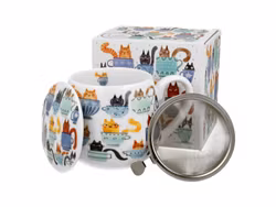 Mugg Barrel Cat Teacup med Tesil