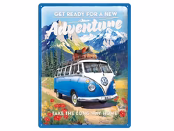 Plåtskylt VW Bulli Ready for a New Adventure