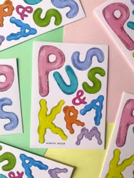 Vykort - Puss & kram (rosa)
