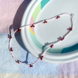 Halsband - Ljusrosa körsbär