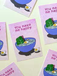 Vykort - Happy Ramen (rosa)