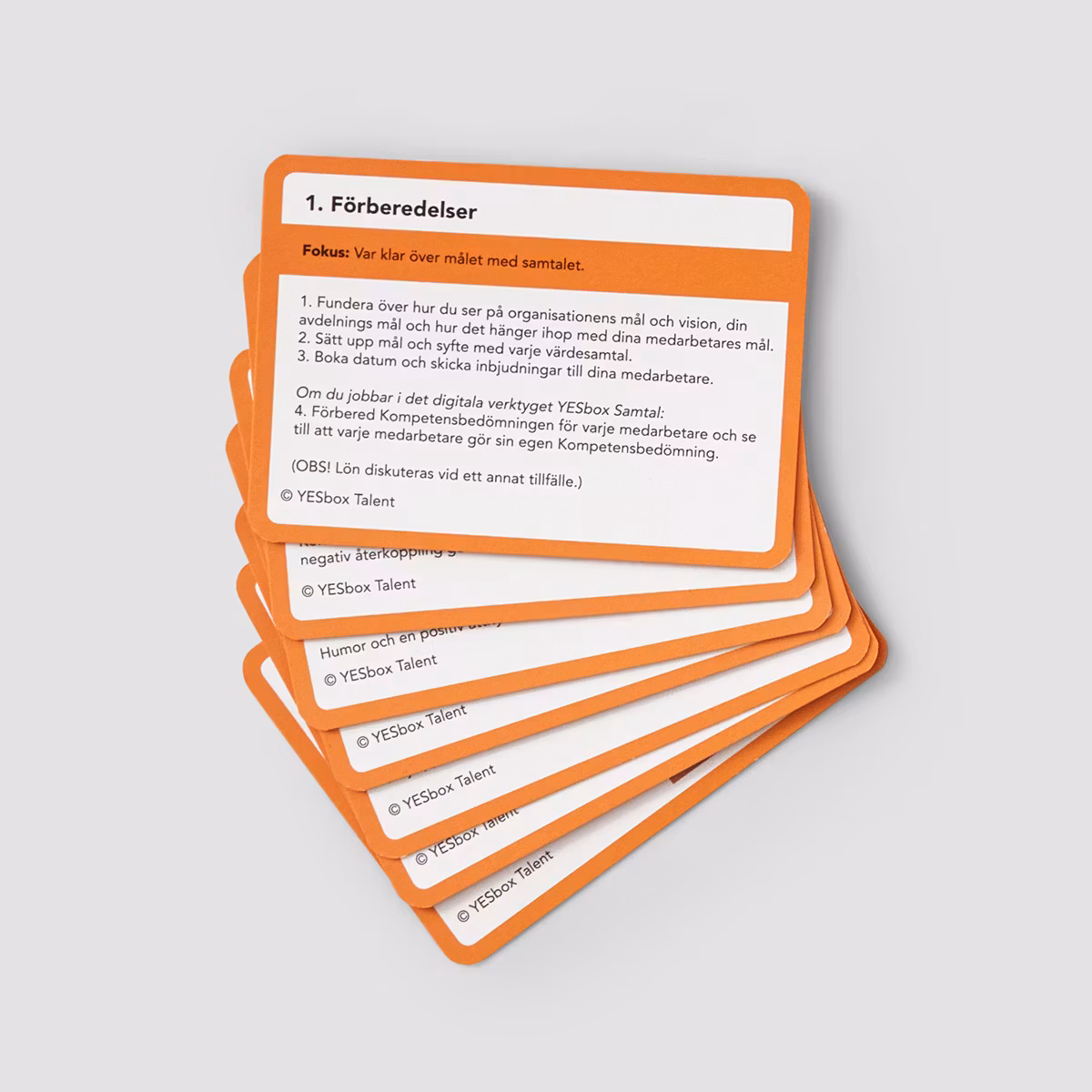 Exempel på hur korten ser ut av YESbox Resultatbolaget