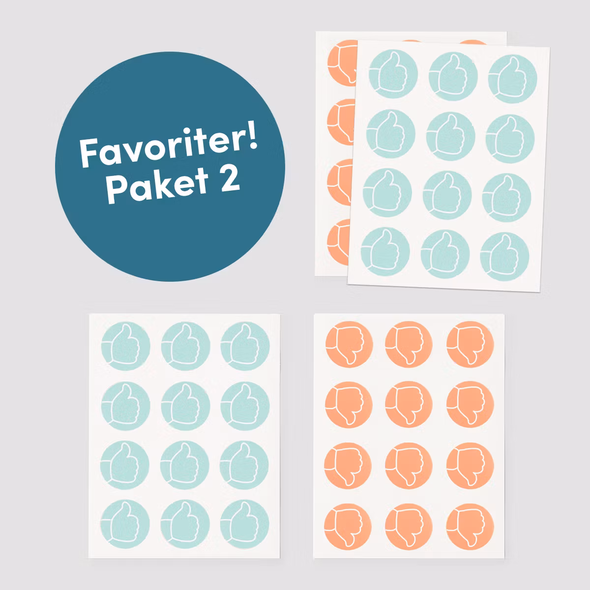 Mötesmärken – Paket 2 👍👎  (120 st)