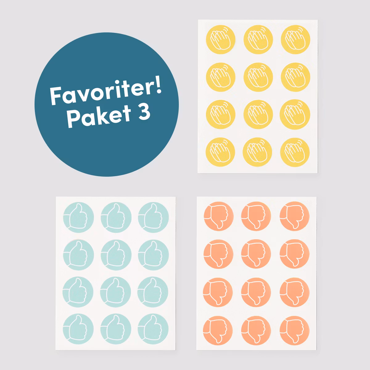 Mötesmärken – Paket 3 👏👍👎 (180 st)