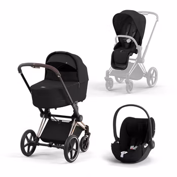 Cybex Priam Duovagn med regnskydd + Babyskydd Cloud T i-Size med bas T