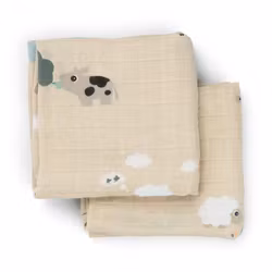 Done By Deer - Burp cloth 2-pack Tiny farm Sand