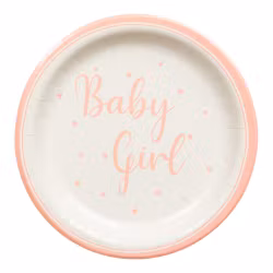 Hisab/Joker Paper plate Baby Girl 23 cm 8p - Engångstallrikar