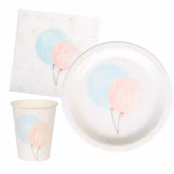 Hisab/Joker Paper plate Gender reveal 23 cm, 8p - Engångstallrikar