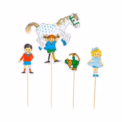 Hisab/Joker Cake picks Pippi Långstrump 4p - Tårtdekoration