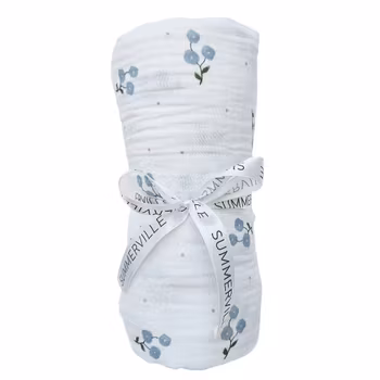 Summerville - Krinklad muslinfilt GOTS  - Bluebell 120x120 cm