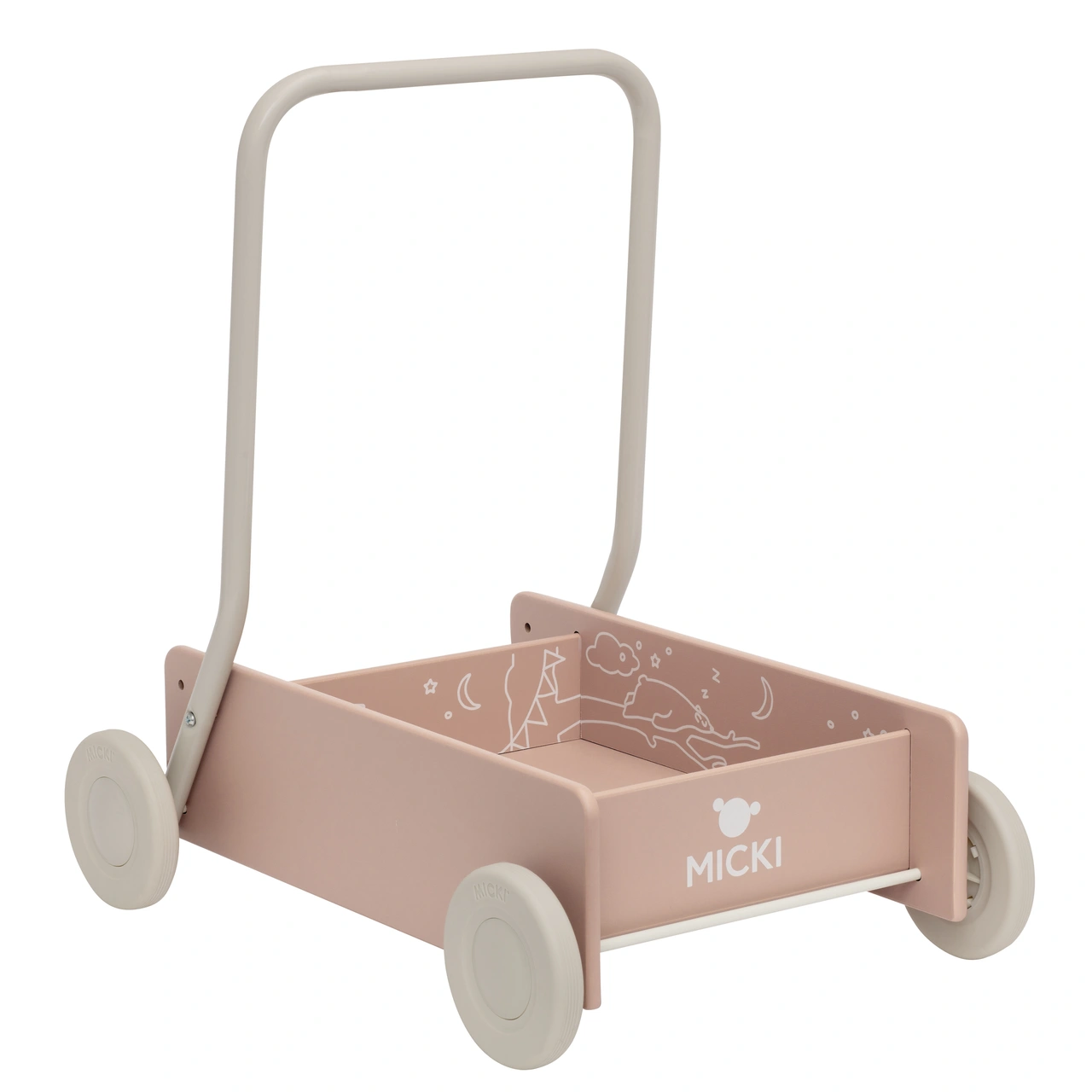 Micki Lära-gå-vagn i trä Rosa