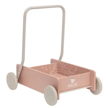 Micki Lära-gå-vagn i trä Rosa