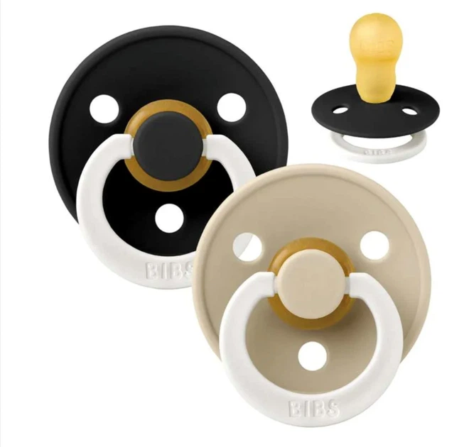 BIBS Colour 2 PACK Black GLOW/Baby Vanilla GLOW