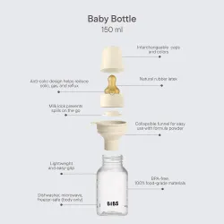 BIBS Baby BPA-Free PP Flaskset Nappflaska 150 ml Latex - Ivory