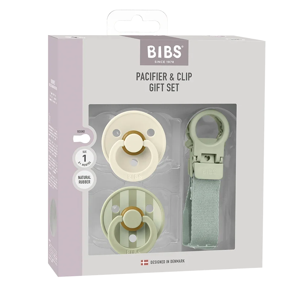 BIBS Colour Napp & Napphållare Loop Presentset - Sage