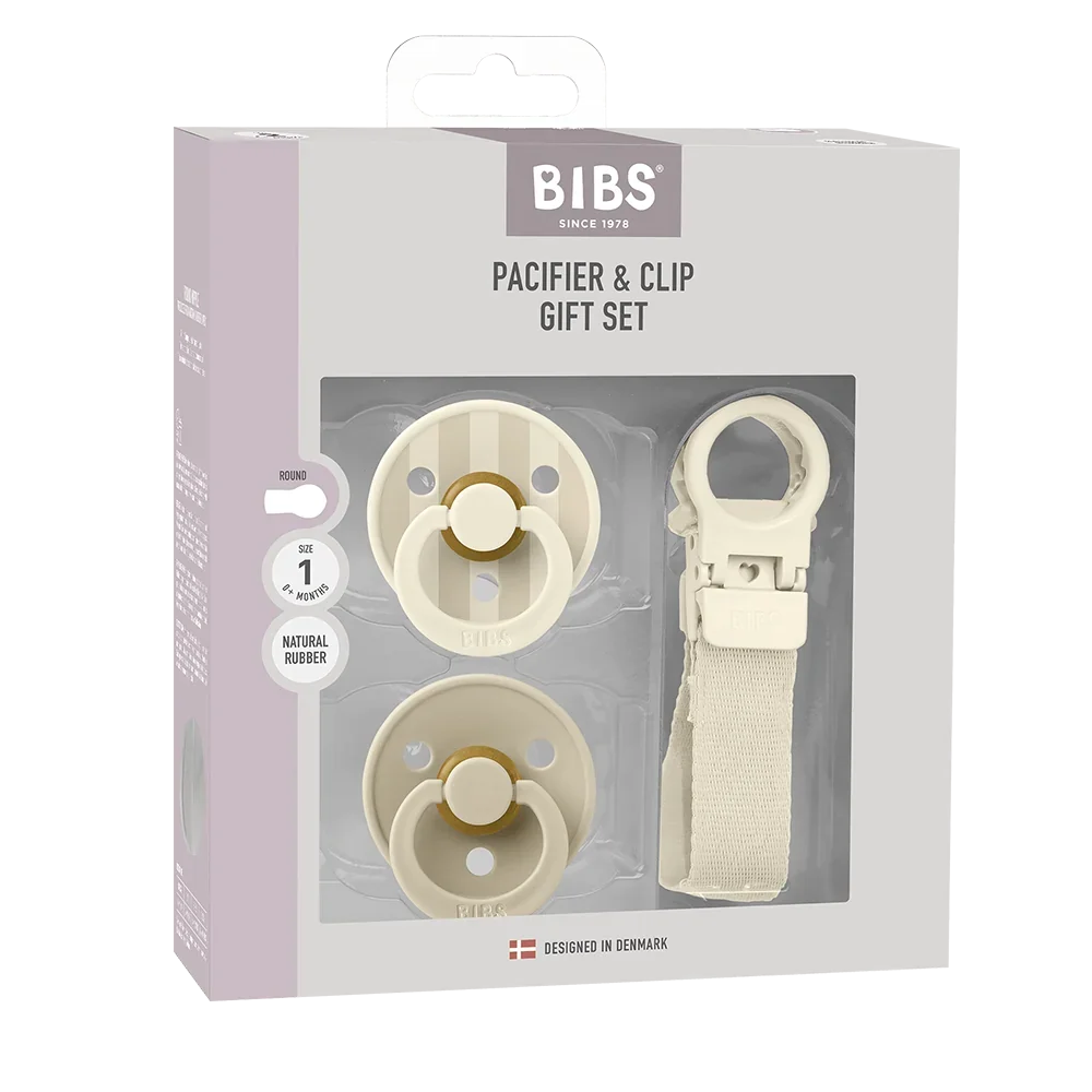 BIBS Colour Napp & Napphållare Loop Presentset - Ivory