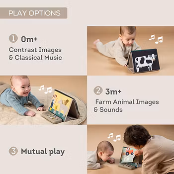 Taf Toys Farm Musical Tummy Time Book - Mjuk Ljudbok Magträning