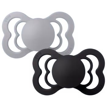 BIBS Supreme Nappar 2-pack - Cloud/Black Silicone