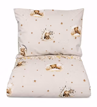 Mini Dreams Påslakanset Cute Bears Sand Vagn/Vagga & Spjälsäng