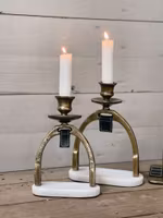 Ljusstake med marmorfot mässing