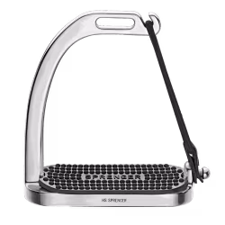 Peacock Stirrups with rubber ring - Stainless steel, size 120 mm with white rubber pad