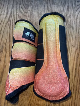 Fading orange Glitter Brushing Boots