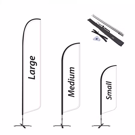 Medium Haj Beachflagga med kryssfot & vattenring – komplett paket 360 cm