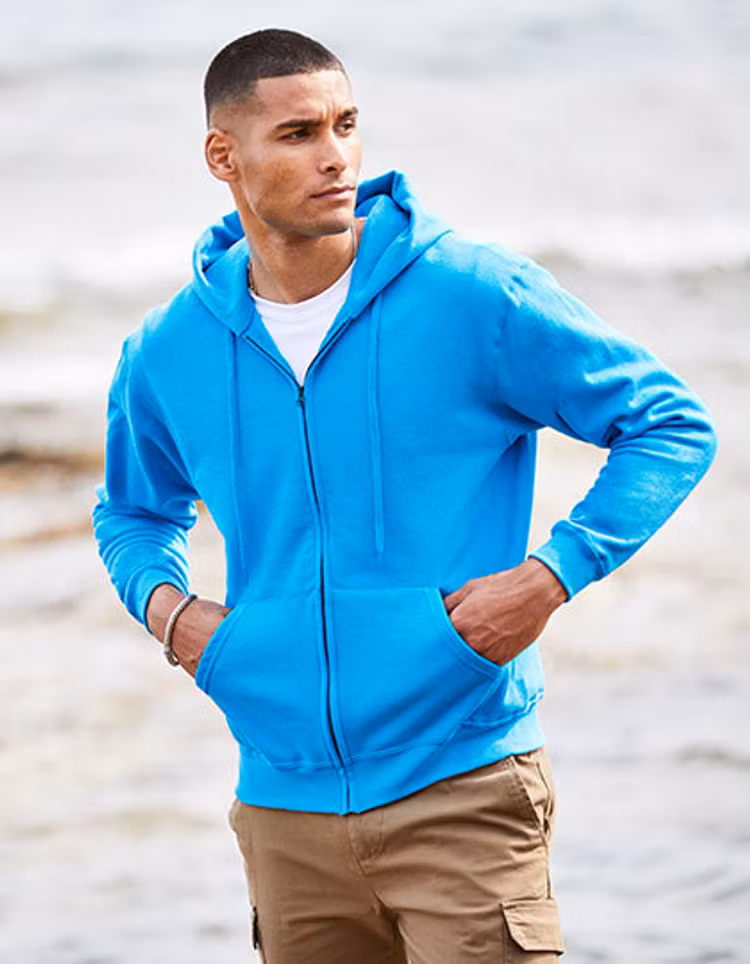 Hoodie med dragkedja / Namn vänster bröst Fram / Logga rygg