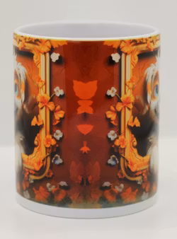 Fluffig hund i tavelram