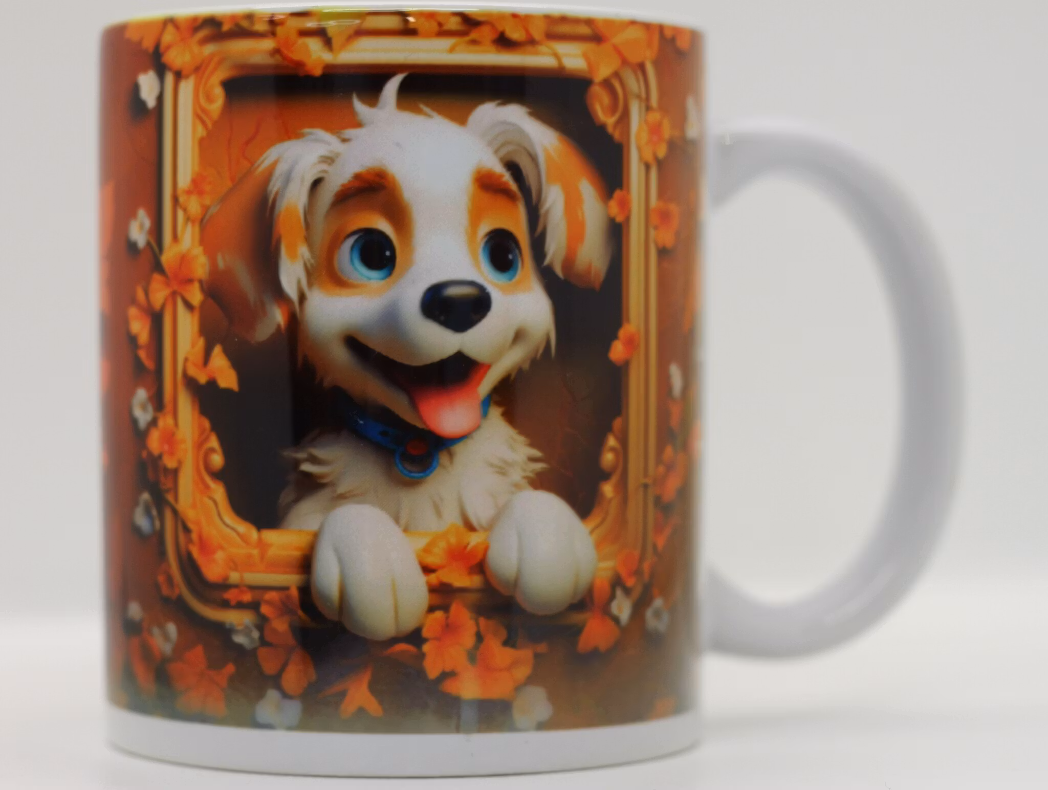 Fluffig hund i tavelram